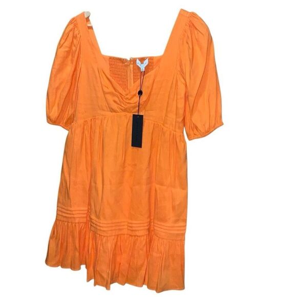 NWT Gianni Bini Tory Orange Short Sleeve Linen Dress size 6 - Picture 3 of 6